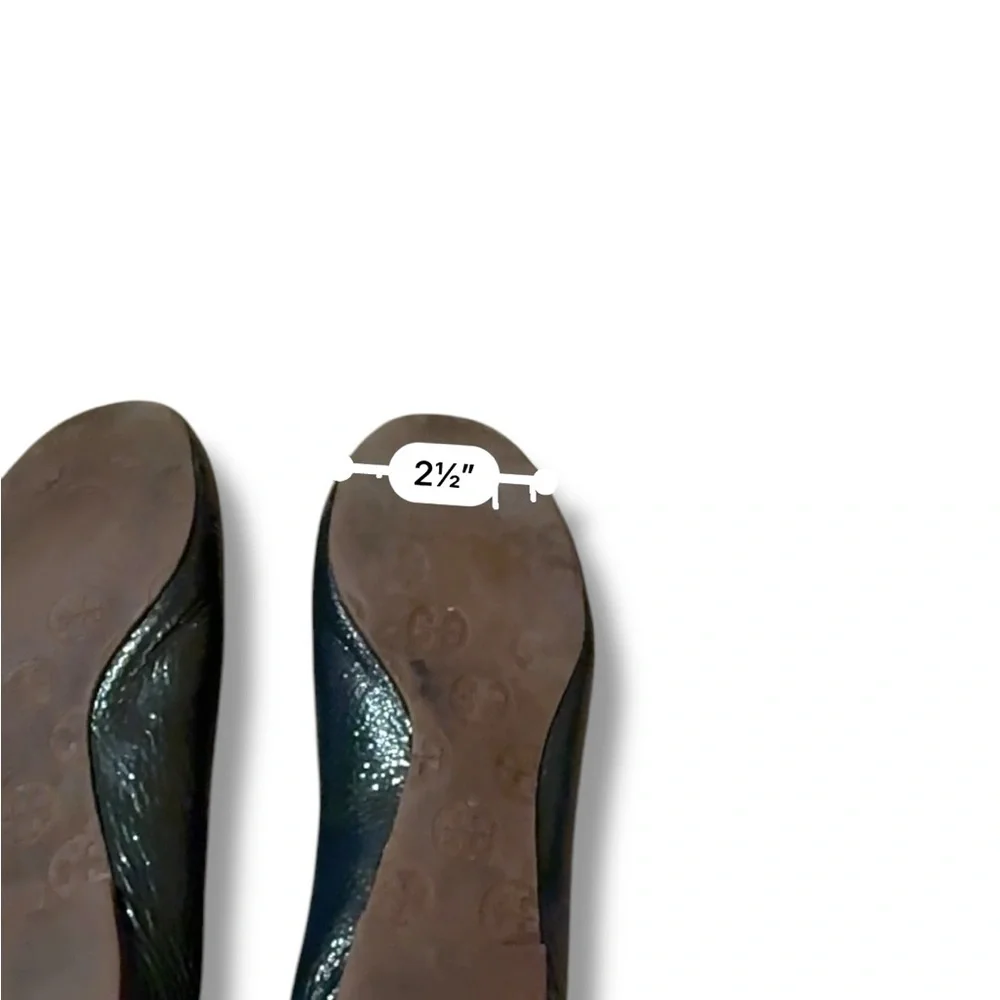 Tory Burch Minnie Scrunch Navy Blue Leather Ballet Flats‎ Sz 7 Estimated